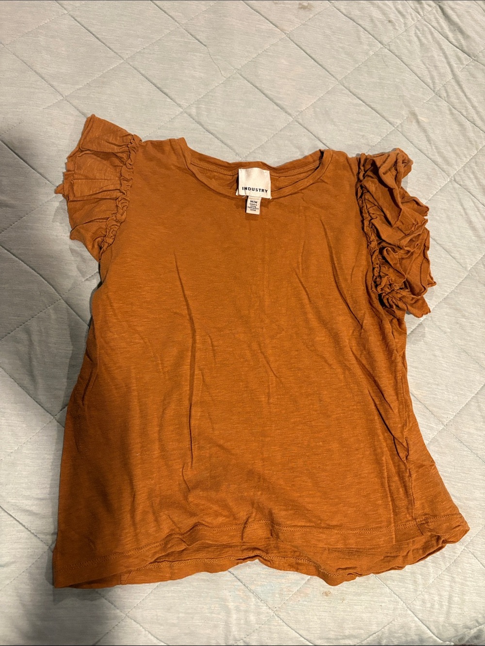 INDUSTRY Rust Ruffle Sleeve Short-Sleeve Tee